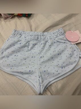 LoveShackFancy Light Blue Floral Lounge Shorts Girls size L NWT